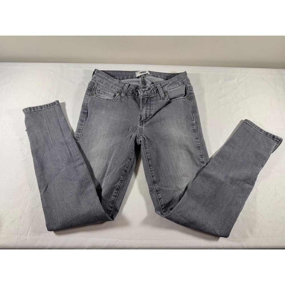 Paige Verdugo Ankle Grey Skinny Jeans Side Zip Hem Size 27